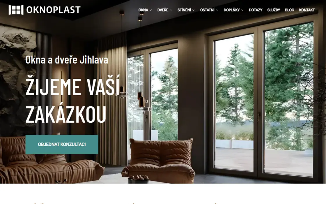 Úvodní stránka webu plastovaoknajihlava.cz